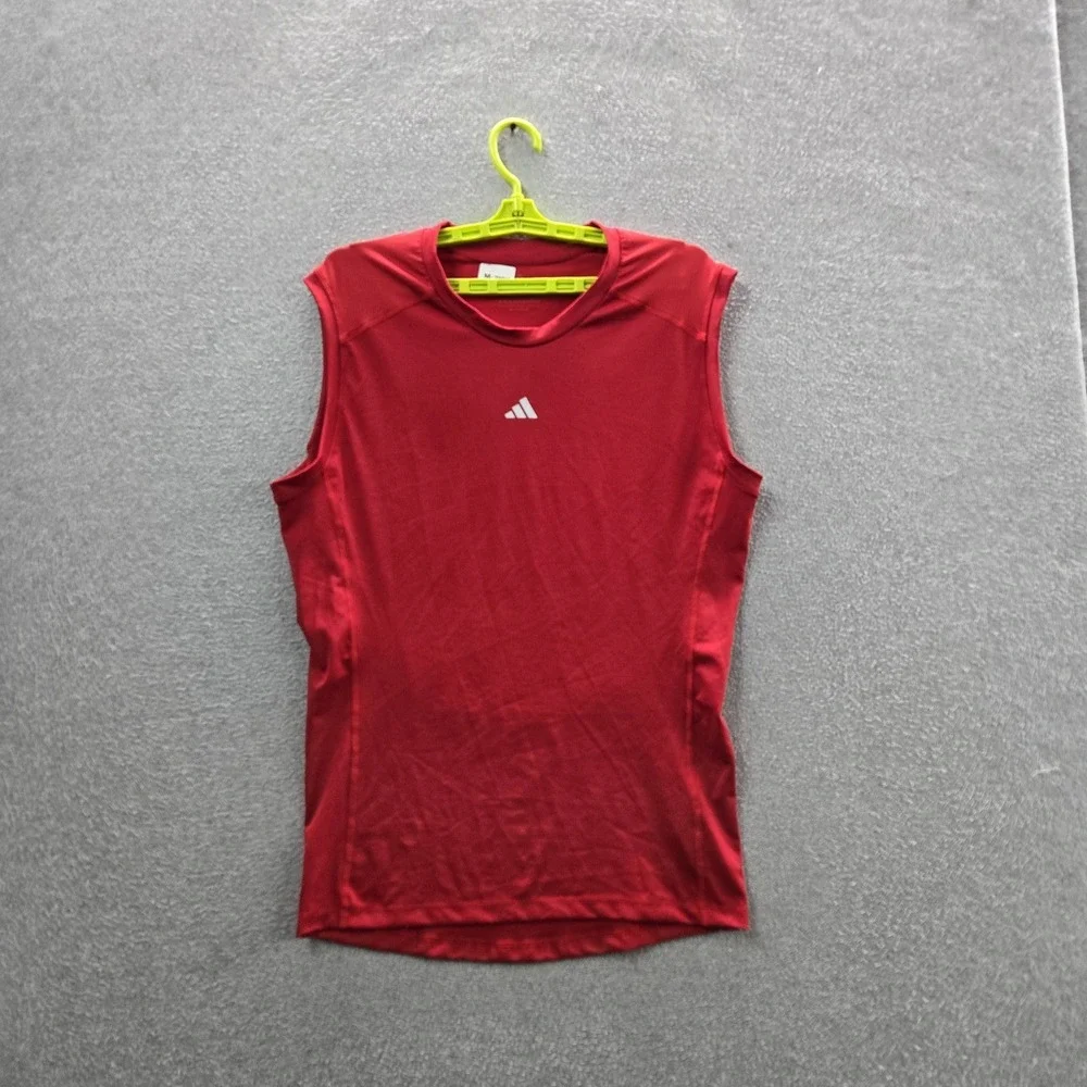 Adidas Men Shirt 2XL Red‎ Activewear Logo Sleeveless
